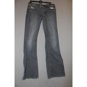 Tyte Jeans Juniors Size 9 straight leg Stretch Blue Denim Embroidered Low Rise